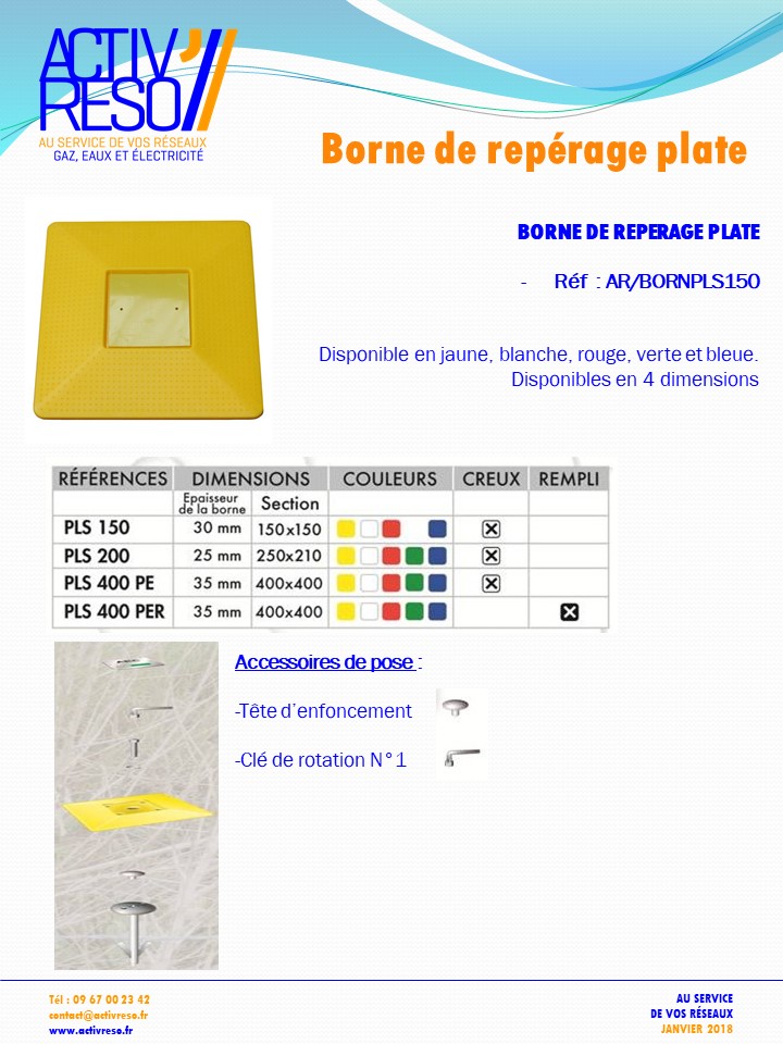 borne de reperage plate - activreso