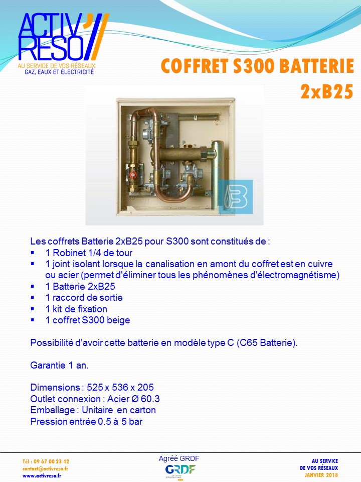 coffret gaz S300 batterie 2xB25 - activreso