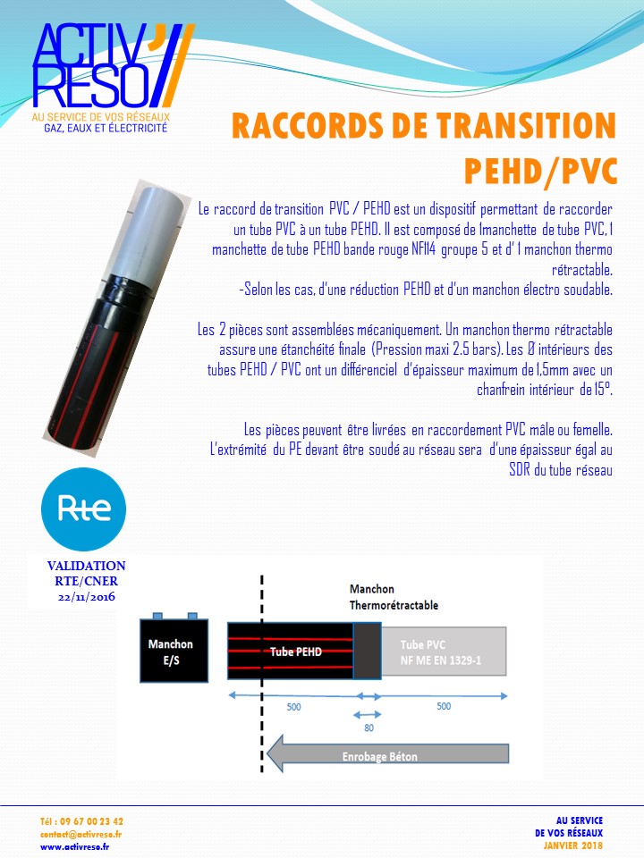 raccord de transition PEHD PVC - activreso