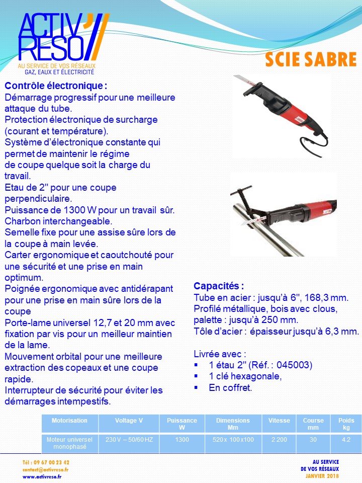 scie sabre sur accus - coupe tube