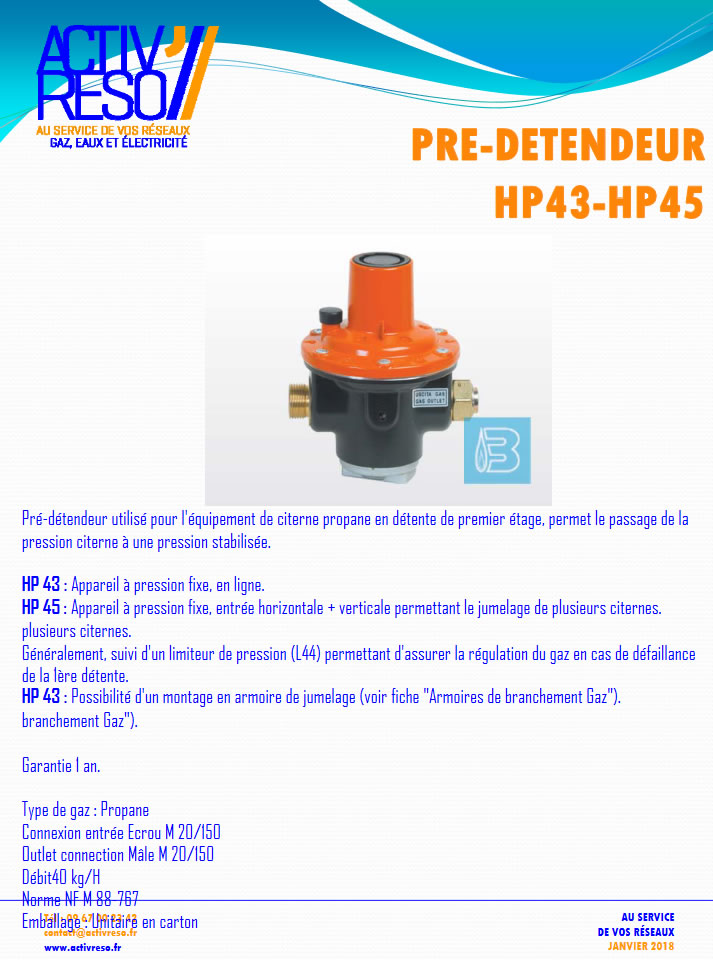 pre detendeur HP43 fiche technique